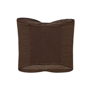 Slim fit dark brown tube top with ruched center design for a modern summer style