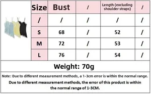 Detailed size chart for lace slip dress including bust and length for S, M, L sizes