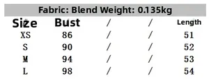 Detailed size chart for women sequins embroidered camisole top with fabric and weight info