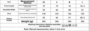Tableau des tailles détaillé avec mesures en cm pour ce haut de mode pour femme