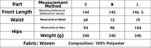 Size chart for white lace fishtail dress showing length, waist and hip in S M L