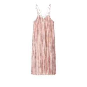 Women's V-neck slip dress with chain detail and pink-brown tie-dye gradient effect