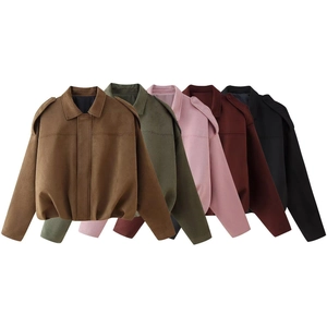 Vestes courtes vintage en daim pour femmes en plusieurs couleurs avec col à revers