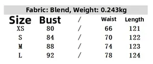 Size chart for women's patchwork floral maxi dress with bust and waist measurements