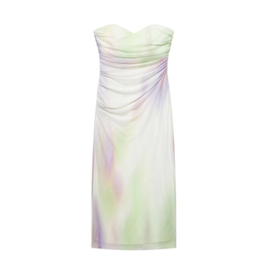 Robe midi bustier moulante avec imprimé dégradé artistique et maille froncée douce