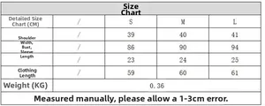 Detailed size guide table for jacquard mesh knit top showing measurements in CM and KG