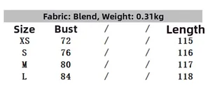 Size chart for French polka dot summer dress with fabric and weight details