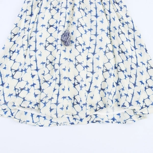 Women's V-neck tie-dye printed dress with geometric star patterns and tassel detail