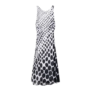 Women's Sleeveless Polka Dot Maxi Dress Cowl Neck A-Line High Waist Casual Elegant Long Streetwear Party Dress