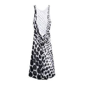 Elegant polka dot sleeveless long dress with cowl neck design for women fashion