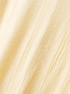 Detail of light yellow crinkle fabric texture showing vertical pleated ripple effects
