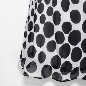 Elegant early spring black and white polka dot chiffon maxi dress for women