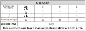 Detailed size chart for plaid halter top and skirt set showing XS to L in CM units