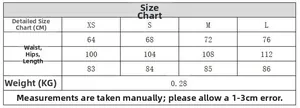 Size chart for women's halter plaid top and skirt set with waist and hip measurements