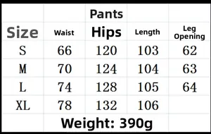 Detailed size chart for women wide leg striped pants covering S to XL measurements