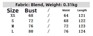 Size chart for 2025 spring midi dress with belt showing XS to L bust and waist dimensions