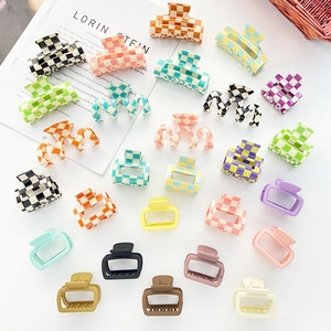 Large checkerboard matte claw clips in various colors and classic patterns for women