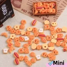 Mini charms de pain en résine avec croissants et donuts pour projets de bricolage