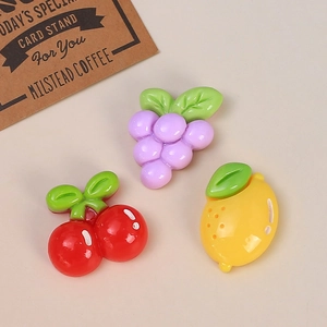Breloques de fruits en résine brillante, raisin, cerise et citron pour bijoux DIY