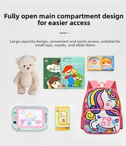Internal view of the open-main pocket showing large storage capacity for kids' items