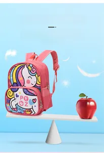 Pink unicorn school bag weighing only 285g compared to an apple for lightweight proof