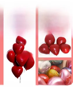 Detail of high-quality thickened heart balloons with metallic texture and pearlescent finish