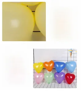 Close-up of thickened latex heart balloons showing material durability and vibrant colors