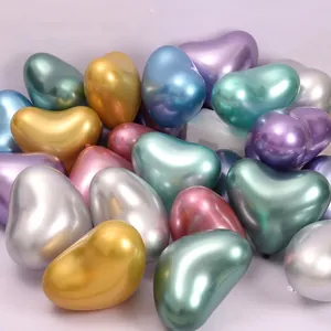 Metallic 10-inch heart-shaped double latex balloons for wedding and party decorations