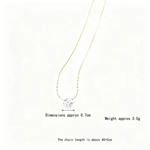 Classic minimalist titanium steel necklace with sparkling round zircon pendant on gold chain