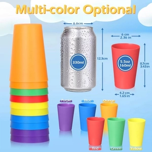 Set of six colorful 160ml stacking cups for early education and athletic cup stacking