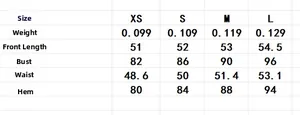 Detailed size chart for women's jacquard camisole top showing measurements from XS to L