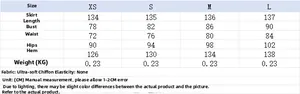 Detailed size chart for the backless ruffled summer dress with measurements in centimeters