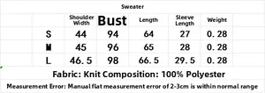 Size chart table for summer knit polo shirt with measurements for S M L in centimeters