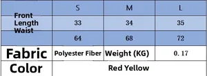 Size chart table for summer striped set showing length, waist and polyester fabric info