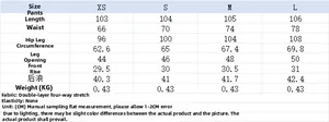 Detailed size guide table for women's straight trousers ranging from size XS to L