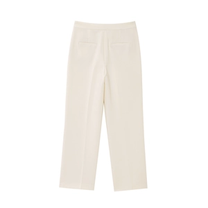 Women's elegant high-waisted wide-leg dress pants in cream white for office wear