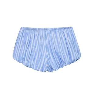 Short citrouille à rayures verticales bleues et blanches avec taille élastiquée été