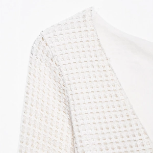 Women's crochet midi slim dress in cream white with intricate lace texture and V-neckline