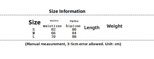 Size chart for knit skirt showing waistline, hipline, and length for S, M, and L sizes