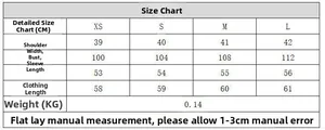 Size chart showing XS to L measurements for the floral long sleeve French shirt