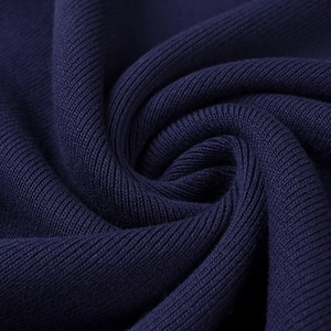 Macro shot of high-quality dark navy ribbed knit fabric texture with vertical patterns