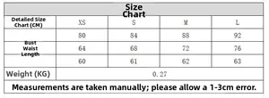 Detailed size chart for floral halter mini dress including bust and waist measurements