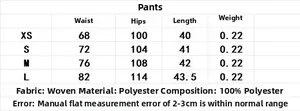 Detailed size chart for women's shorts showing waist and hip measurements in centimeters