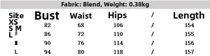 Detailed size guide and fabric chart for the women's satin halter neck casual jumpsuit