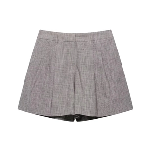 Women's summer high waist wide leg shorts in micro houndstooth pattern for office casual wear
