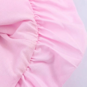 Rosa trägerloses Kleid im Ballon-Stil mit elastischen Raffungen aus feinem Strick