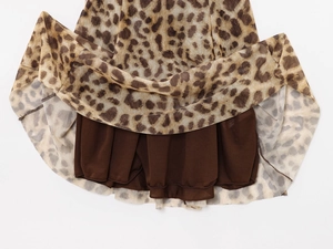 Close-up of double-layered leopard print mesh fabric with pleated inner lining detail