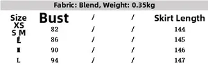 Detailed size chart for the halterneck jacquard dress showing bust and length measures