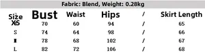 Size chart for summer patchwork slip dress showing bust, waist and length measurements