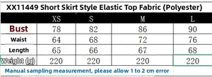 Size chart detail for halter neck backless top showing bust, waist, and length measurements
